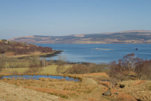 Coastline from Fishnish Bay. Sun is shining