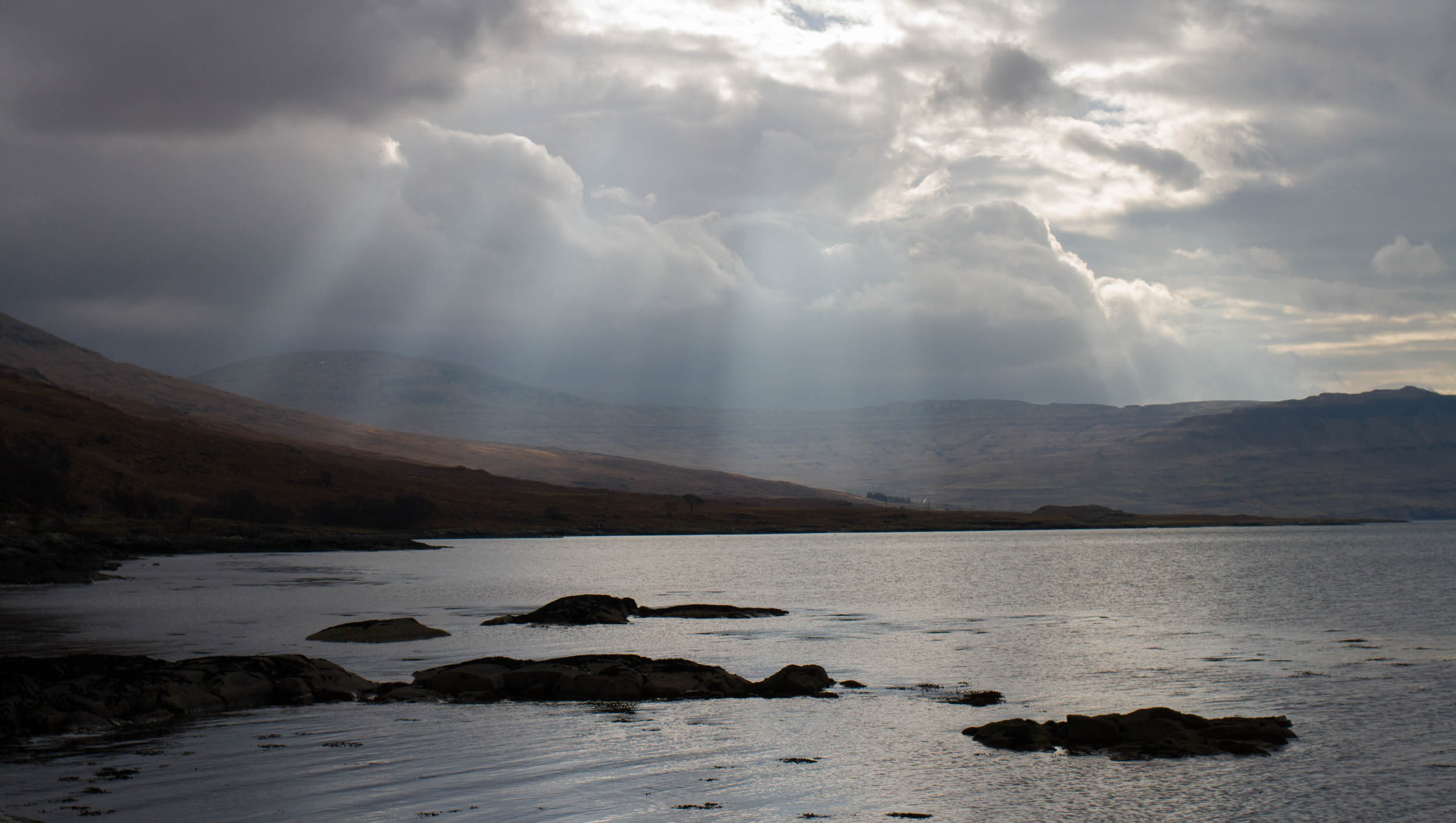 Moody clouds over Loch na Keal on the Isle of Mull, Scotland 