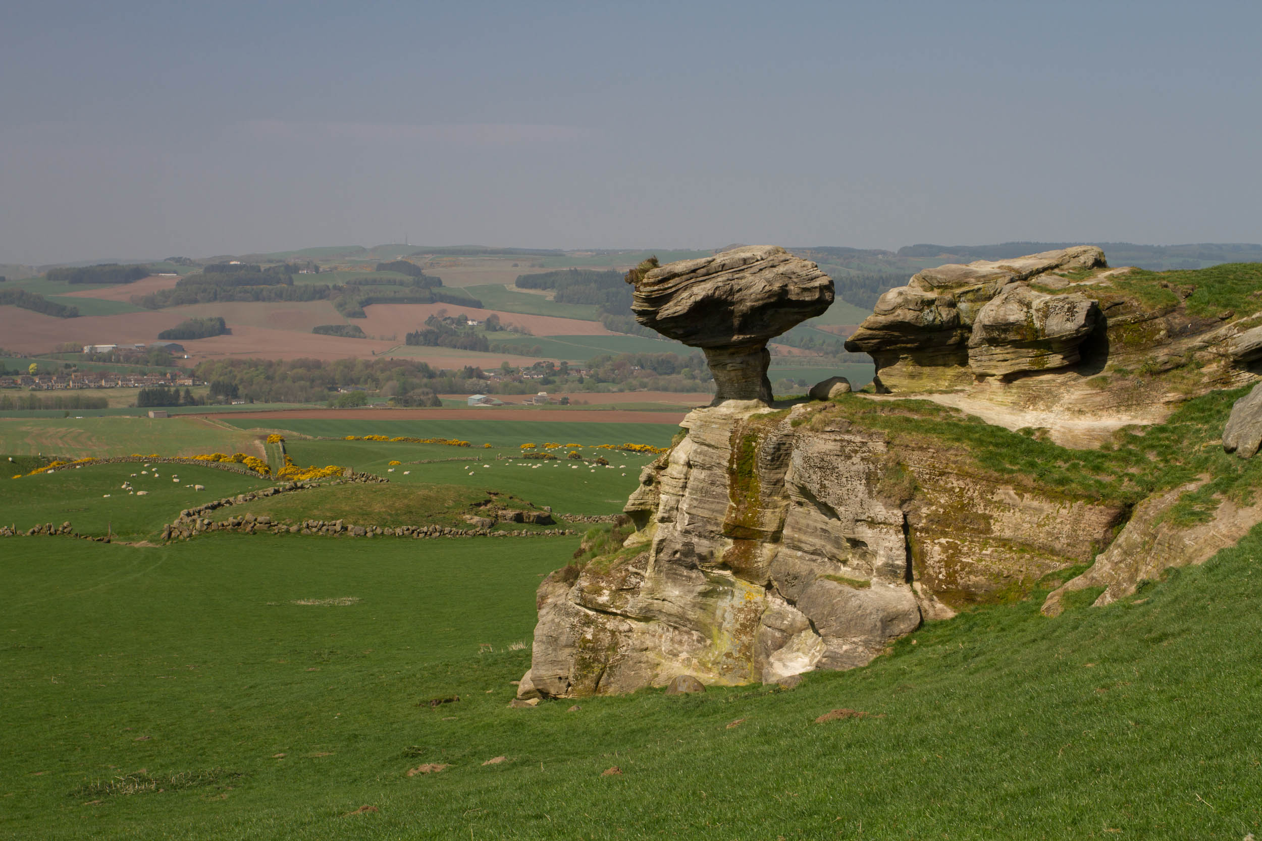 Bunnet Stane, Fife. A large rock formation 