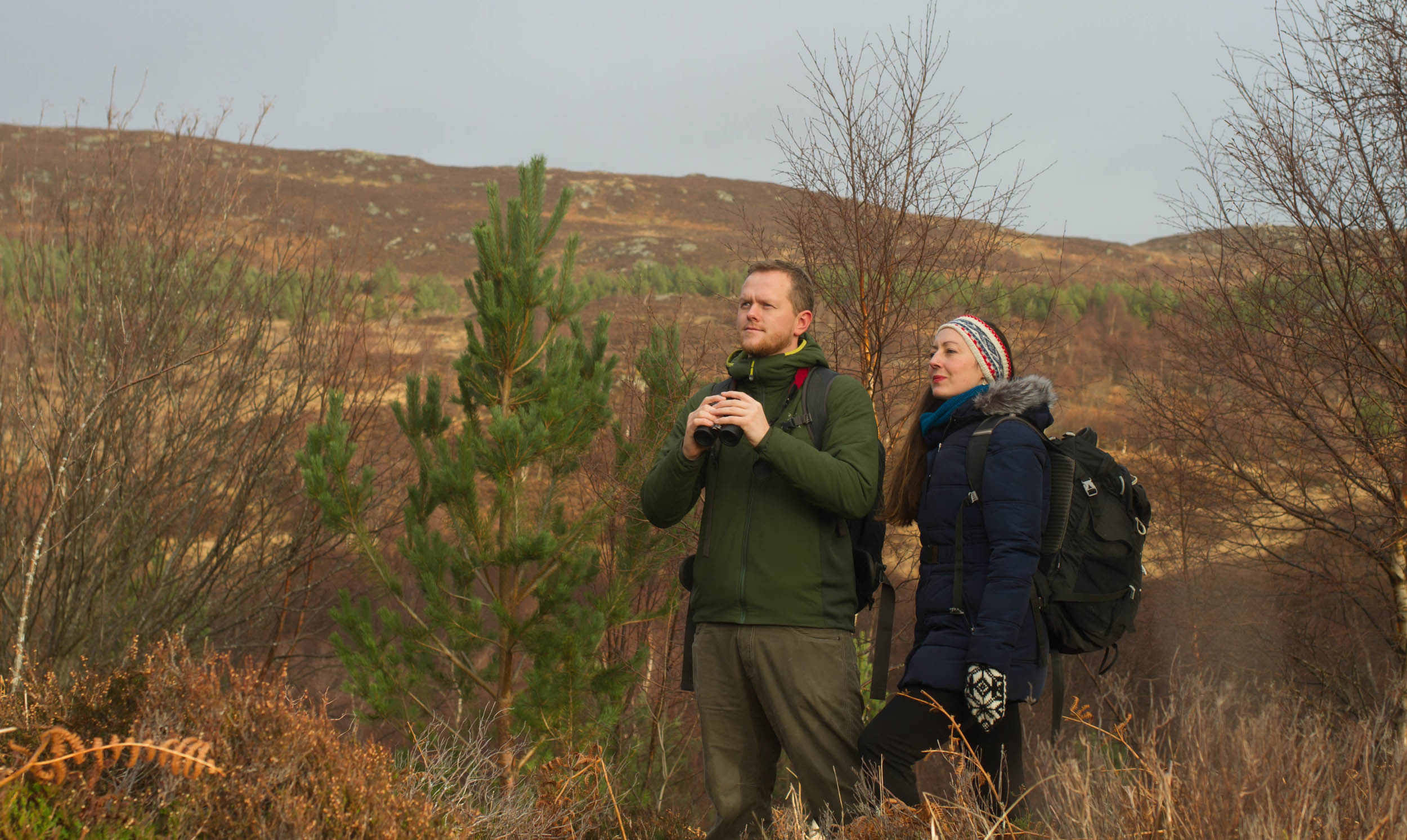 The Wild Pioneers, Scotland, Alex and Espen stood in the Scottish Highlands