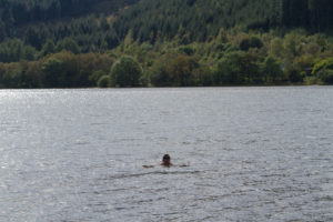 Cold water swimming in loch Lubnaig. Heart 200, Scotland