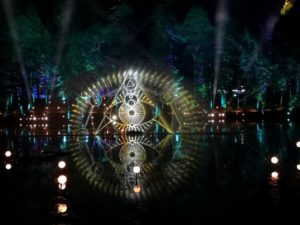 Enchanted Forest. Light display over the loch