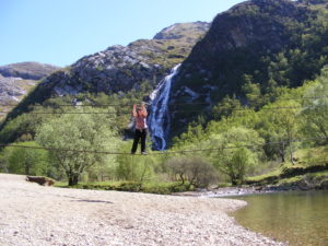 Steall Falls and the wire bridge