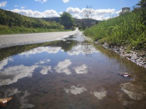 Clouds reflecting on water